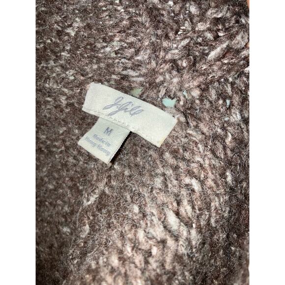 J. Jill Cardigan Open Front Wool Blend Medium Olive Chunky - Picture 4 of 4